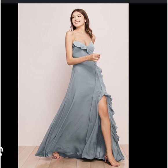 Wtoo Dresses & Skirts - NWT womens Wtoo by Watters diane french blue ruffle v neck Bridesmaid Dress sz 4